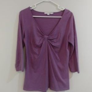 Boden Womens Purple Twisted Front V Neck 3/4 Sleev